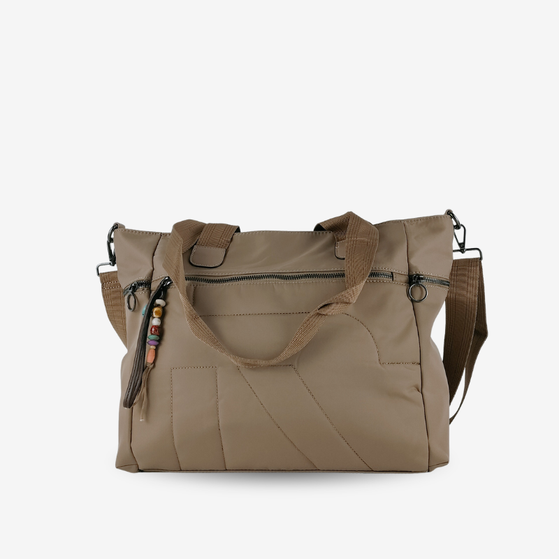 Shopper de nylon taupe de mujer KAF Bolsos – foto 1