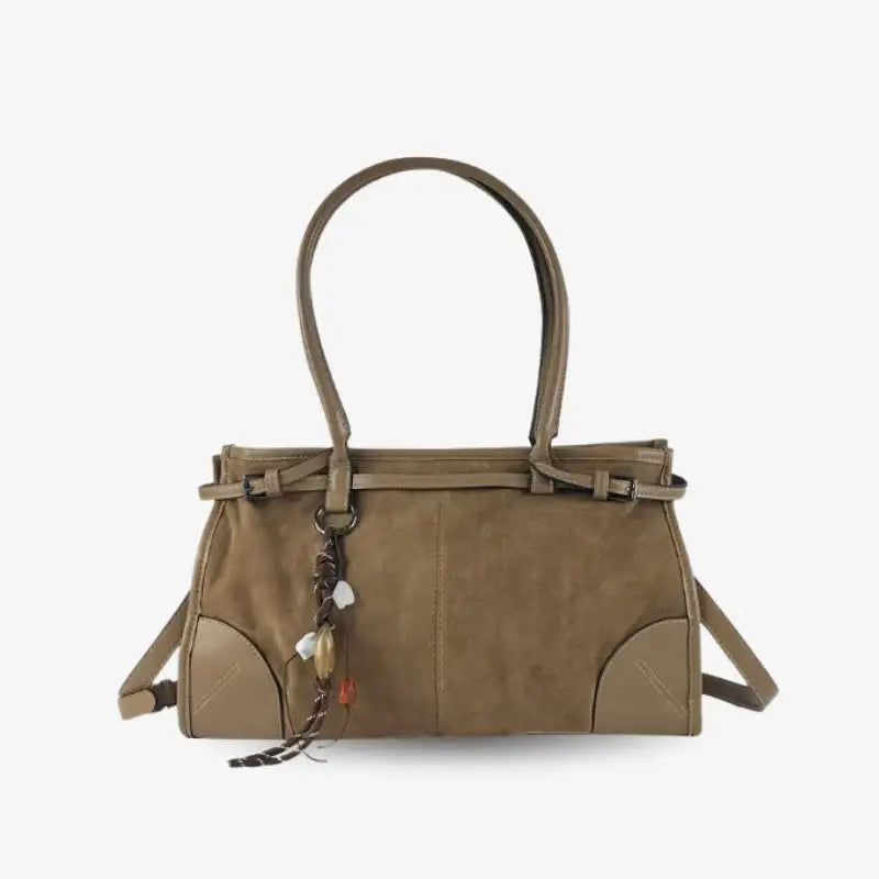 Bolso de Hombro Efecto Ante con Colgante