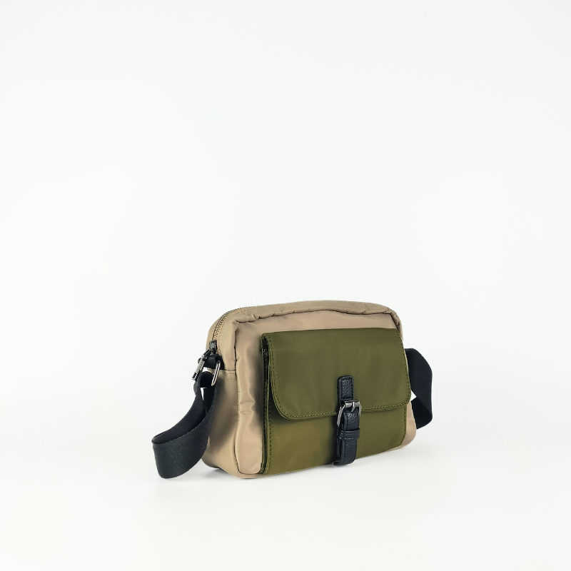 Bandolera de Nylon Bicolor con Bolsillo