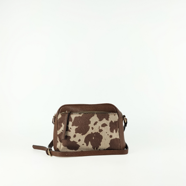 Bandolera Estampado Vaca Marrón