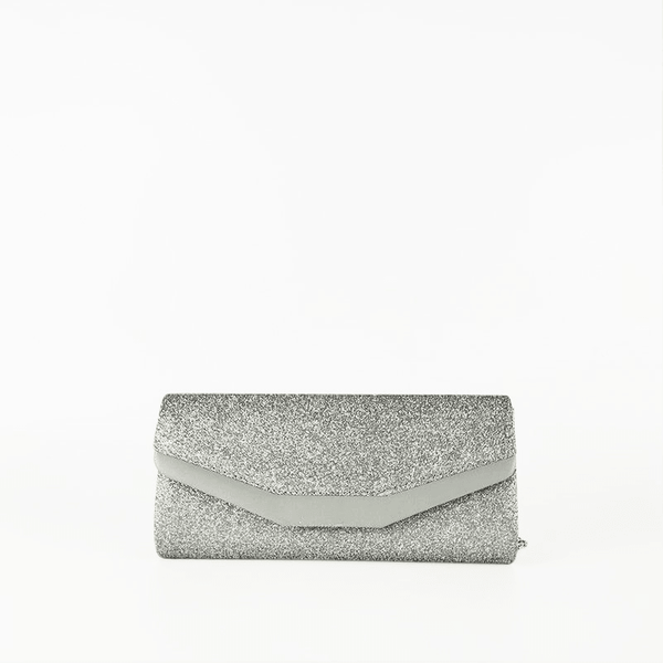 Bolso de Mano con Cadena Plata Oscuro - KAF Bolsos