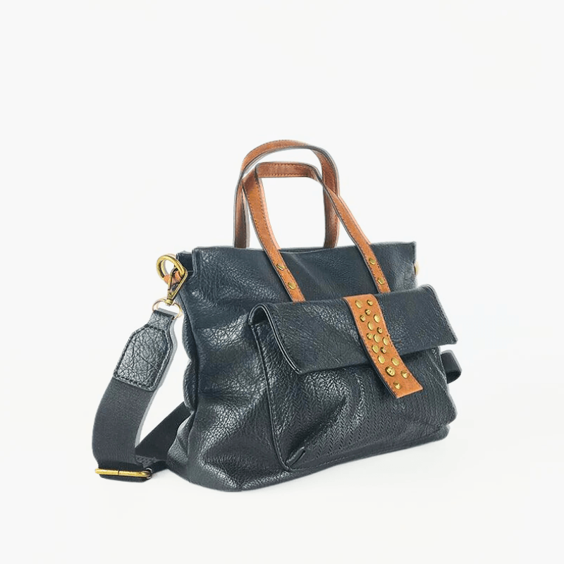 Bolso de Mano con Detalles en Cuero - KAF Bolsos