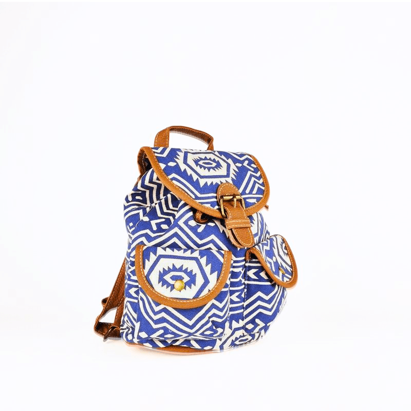 Mochila Pequeña de Lona Azul - KAF Bolsos