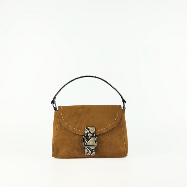 Bolso de Mano Mostaza Efecto Ante