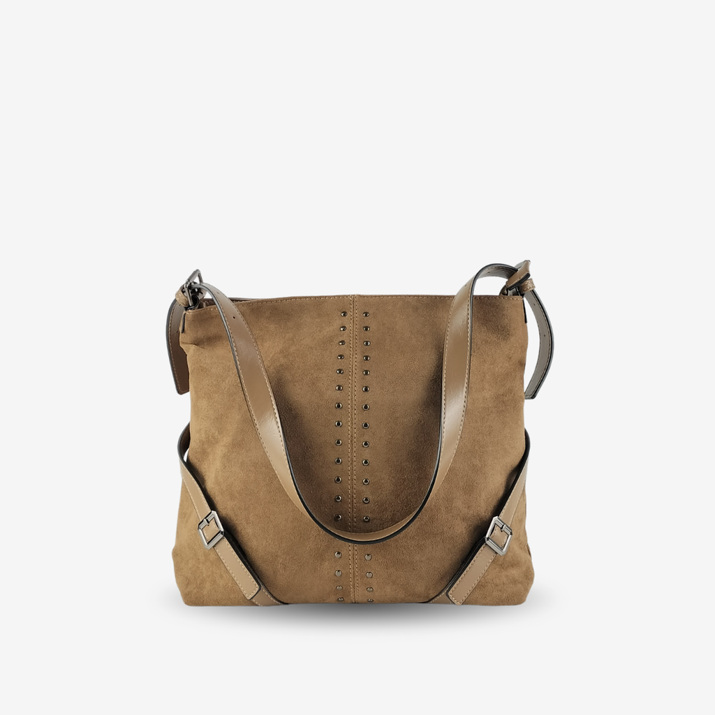 Bolso de Hombro Efecto Ante Taupe