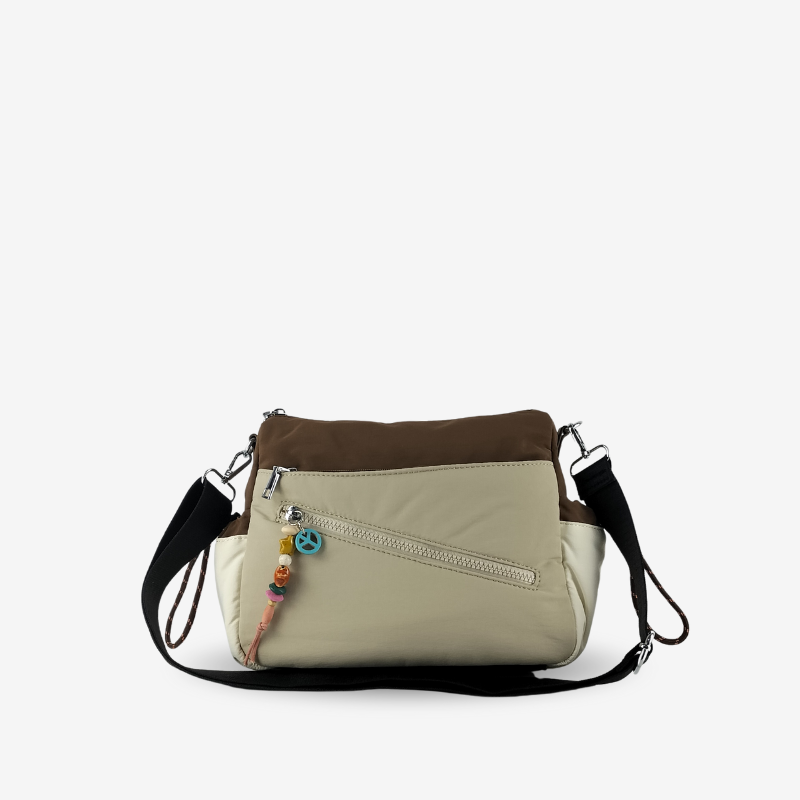 Bandolera Nylon Color Block Marrón