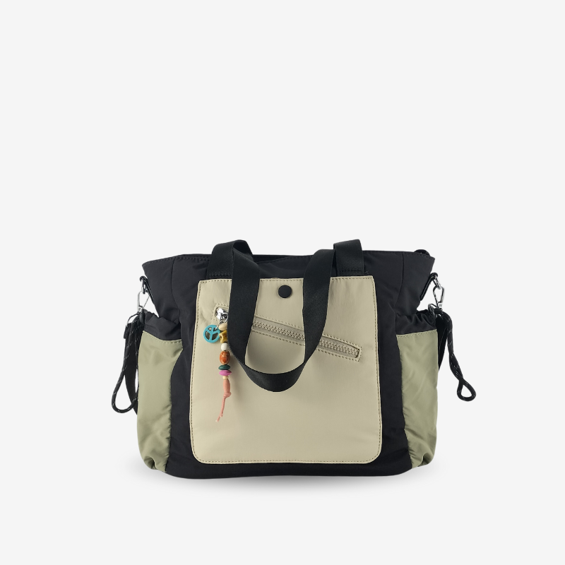 Tote Nylon Color Block Negro