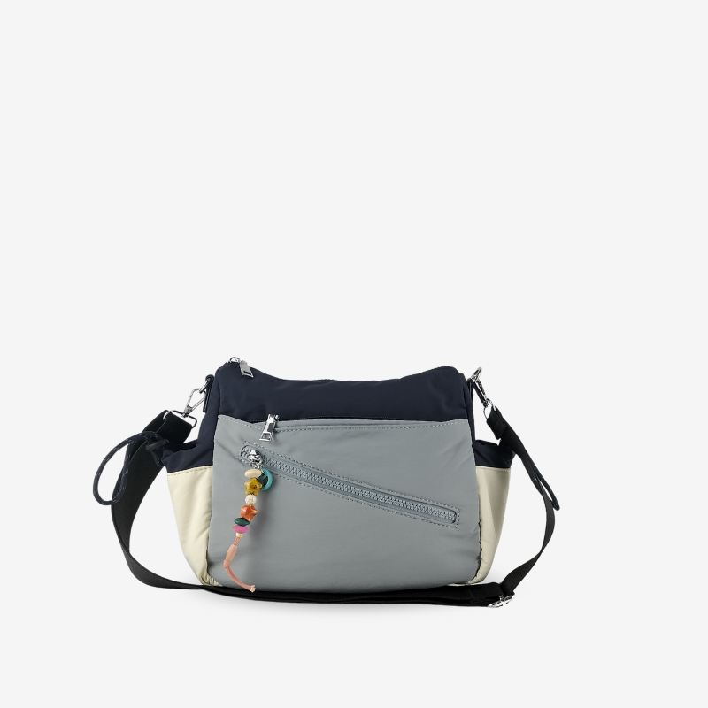 Bandolera Nylon Color Block Azul