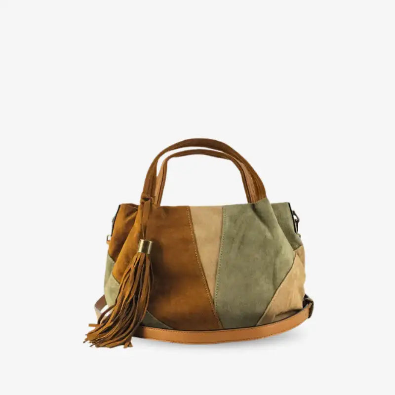 Bolso de Mano Efecto Ante Camel