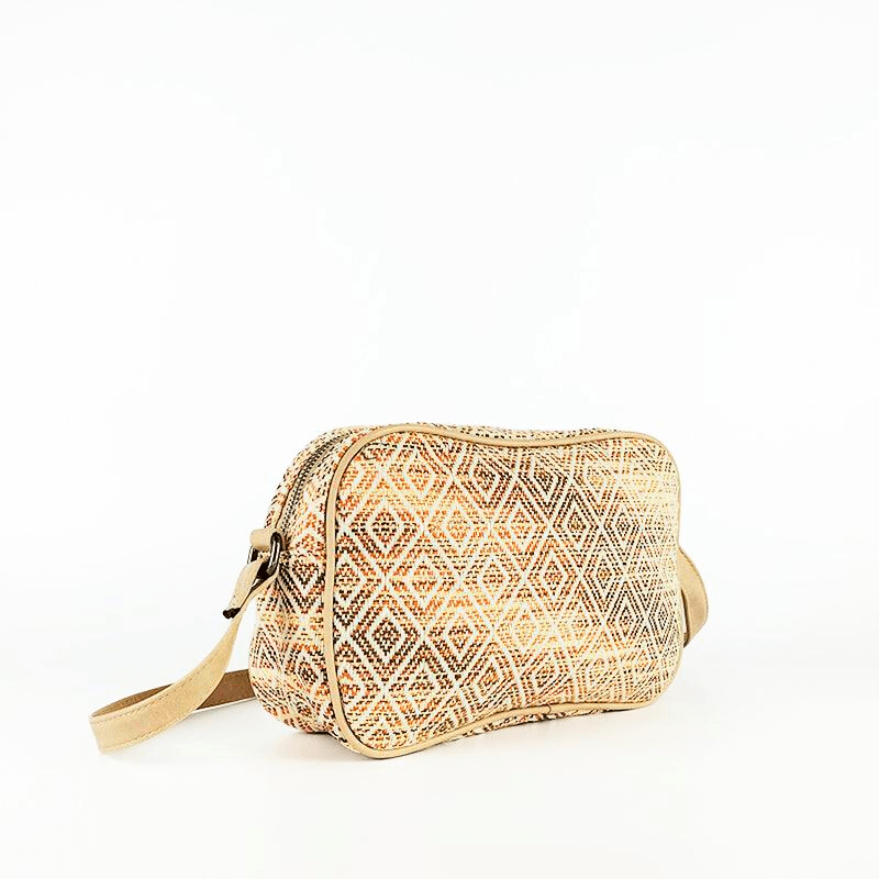 Bandolera Rectangular Monogram Beige - KAF Bolsos