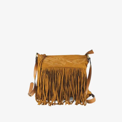 Bandolera Efecto Ante con Flecos de mujer, estilo boho - KAF Bolsos