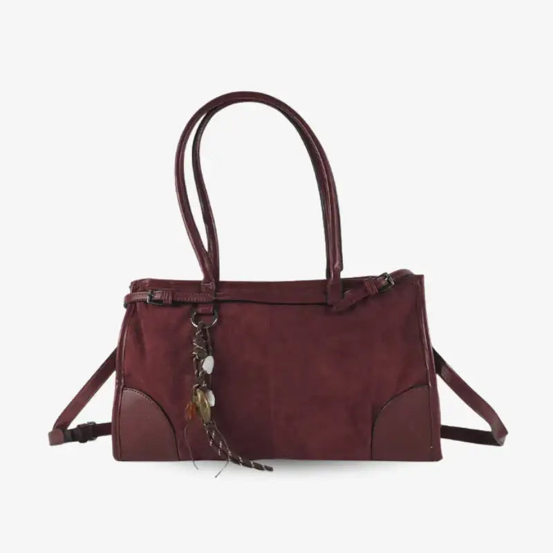 Bolso de Hombro Efecto Ante con Colgante