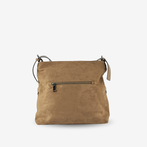 Bolso de Hombro Efecto Ante Taupe