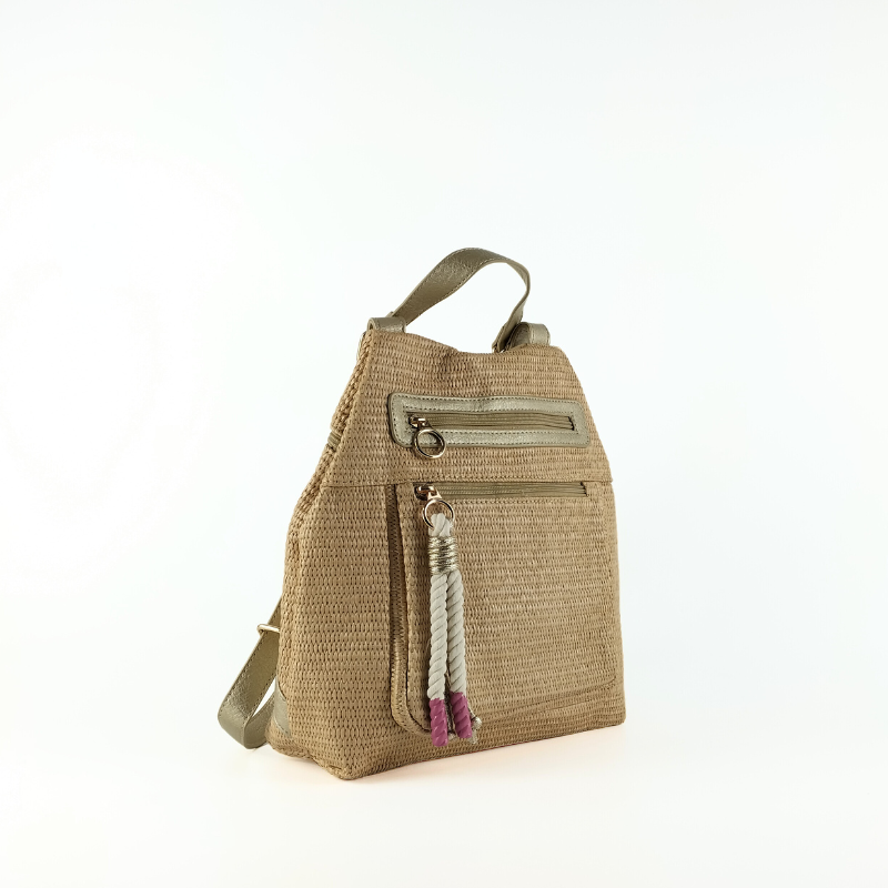 Mochila Efecto Rafia Natural
