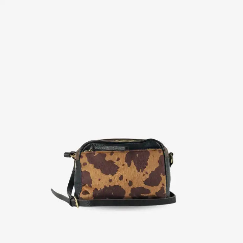 Bandolera Estampado Vaca Negro