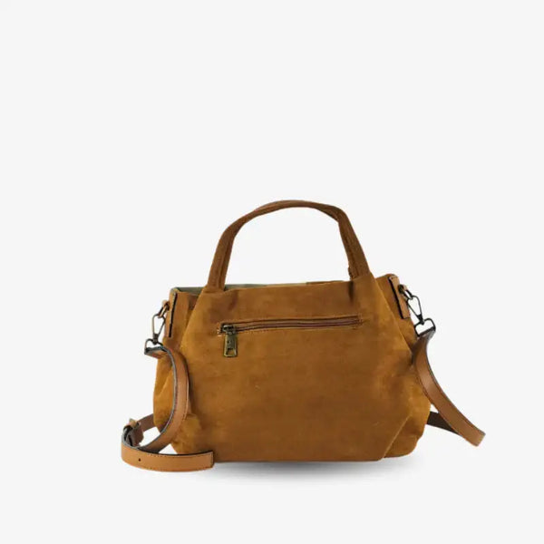 Bolso de Mano Efecto Ante Camel