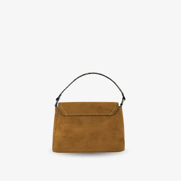 Bolso de Mano Mostaza Efecto Ante