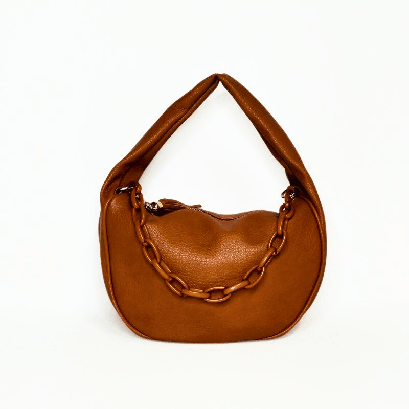 Bolso de Hombro con Cadena Marrón - KAF Bolsos