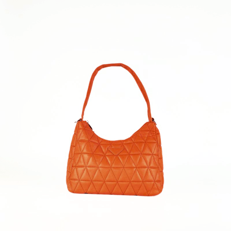 Bolso Hobo Efecto Acolchado Naranja - KAF Bolsos