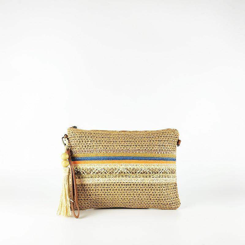 Bandolera Efecto Rafia con Colgante Natural - KAF Bolsos