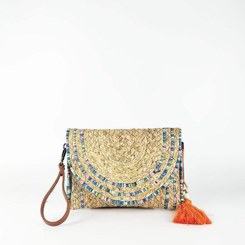 Bolso de Mano Yute con Bandolera Azul - KAF Bolsos