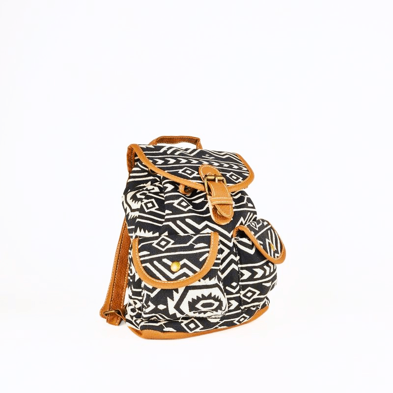 Mochila Pequeña de Lona Negro - KAF Bolsos