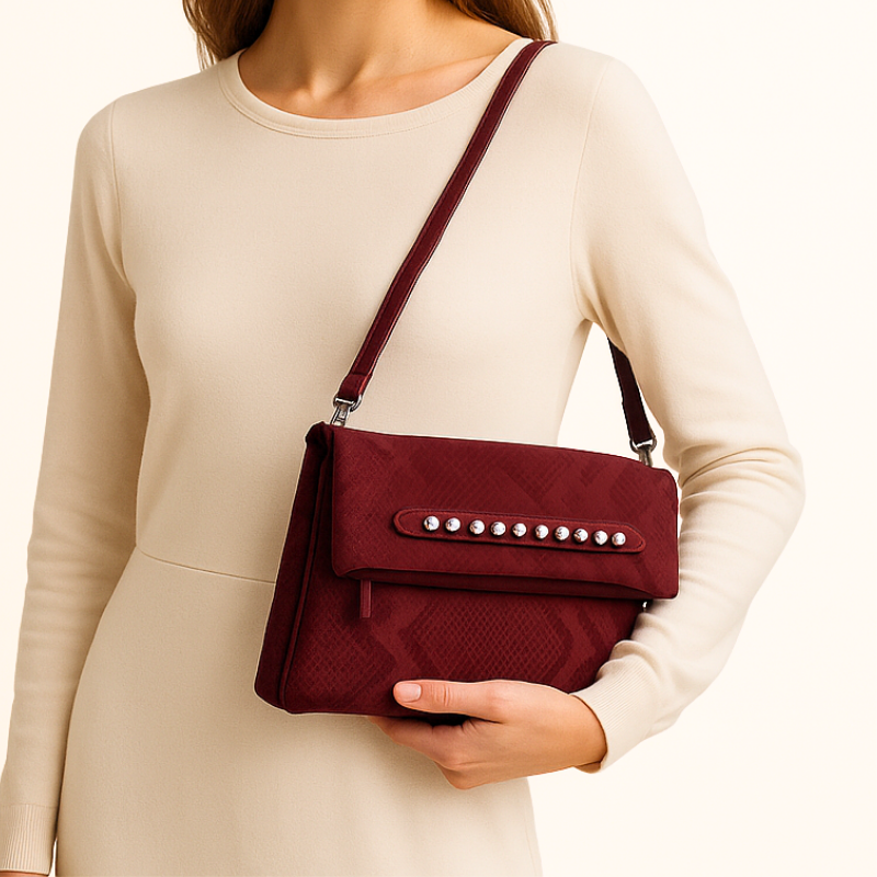 Bolso de Mano Efecto Piel con Patrón