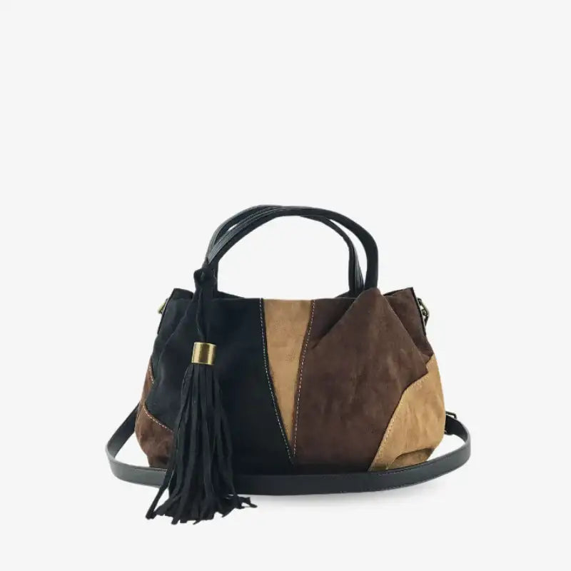 Bolso de Mano Efecto Ante Negro