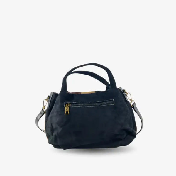 Bolso de Mano Efecto Ante Negro