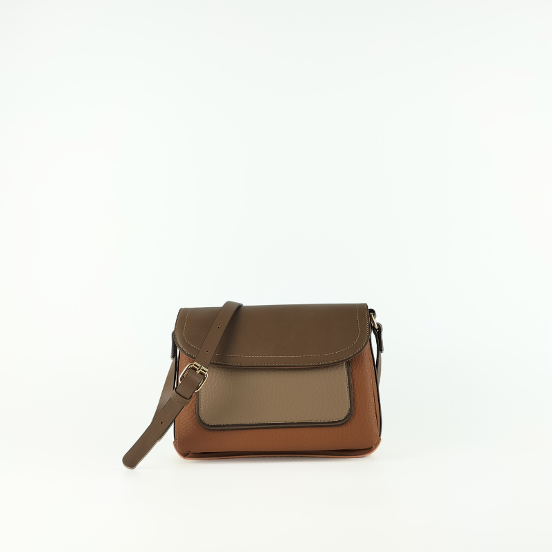 Bolso de Hombro Bicolor Efecto Piel