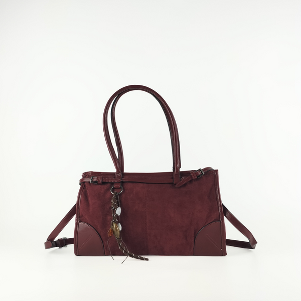 Bolso de Hombro Efecto Ante con Colgante