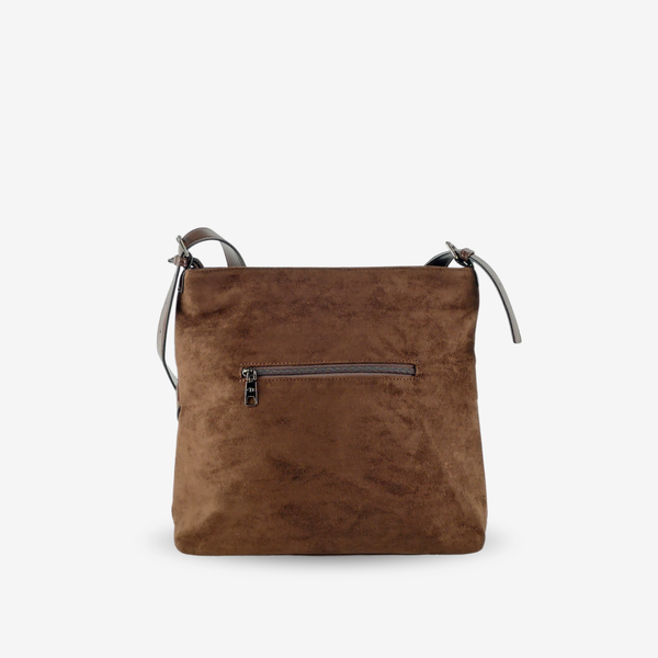 Bolso de Hombro Efecto Ante Chocolate