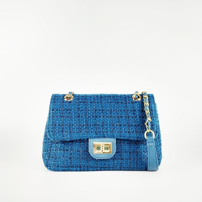 Bolso Bandolera Pata de Gallo Azul - KAF Bolsos