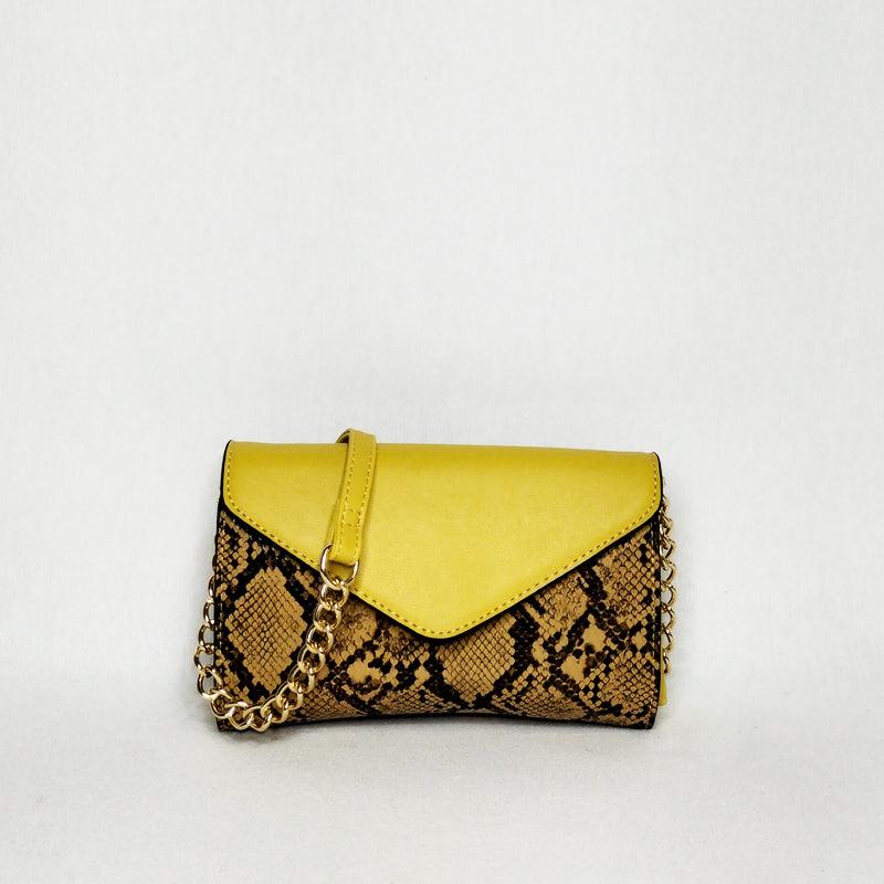 Bolso Estampado Reptil Amarillo - KAF Bolsos